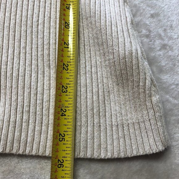 CALVIN Klein Oatmeal V Neck Button Down Ribbed Knitted Cardigan Size Large - Picture 11 of 11